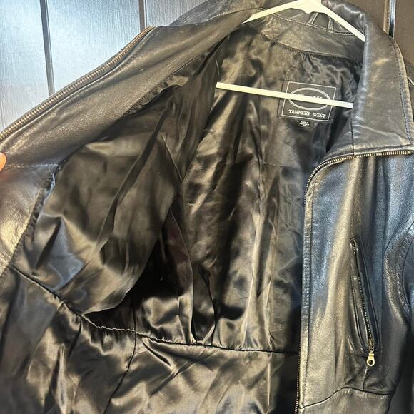 Tannery West Black Leather Zip Jacket Women’s Medium Vintage Classic - Picture 4 of 7